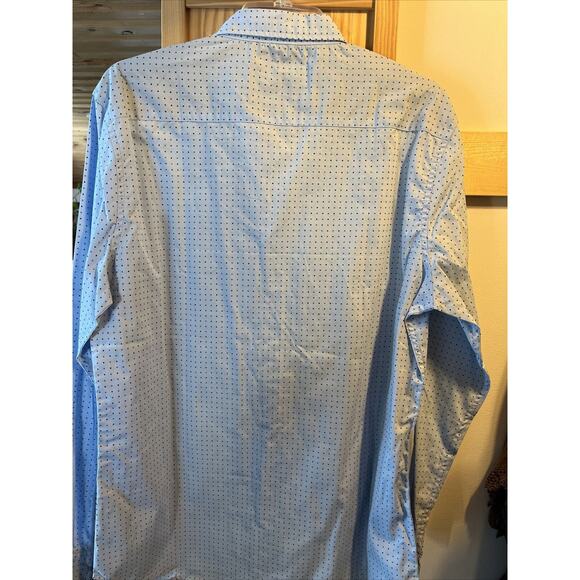 Level Ten Men's L Blue Polka Dot Button Down Long Sleeve Cotton Shirt - Picture 7 of 16